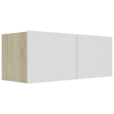 vidaXL TV Cabinet White and Sonoma Oak 31.5"x11.8"x11.8" Chipboard
