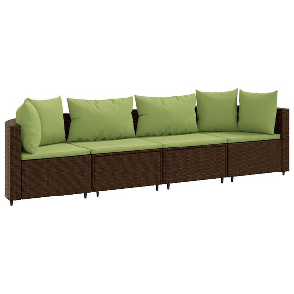 vidaXL Patio Sofa Set Set of 4 Brown and Green