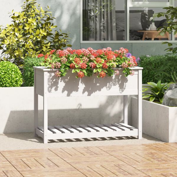 vidaXL Planter White Solid pine wood Large Planters Planter