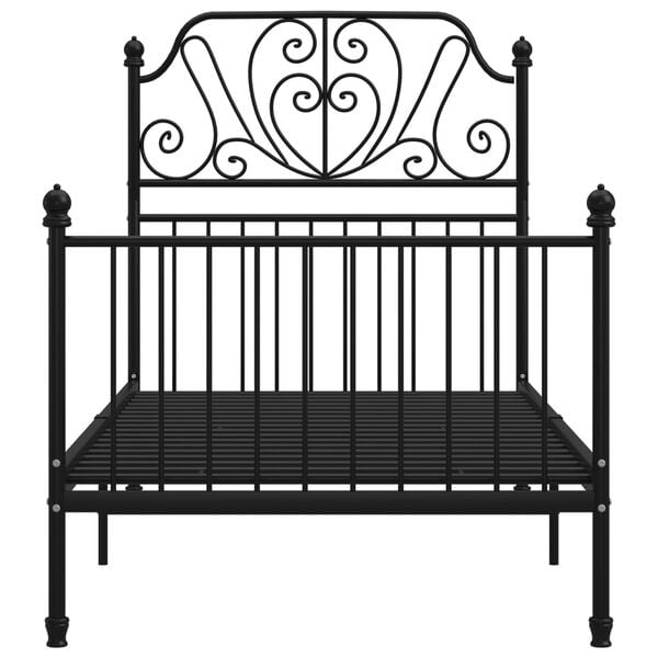 vidaXL Bed Frame Black Powder-coated metal Twin Durable Bed Frame