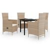 vidaXL Garden Dining Set Beige and black