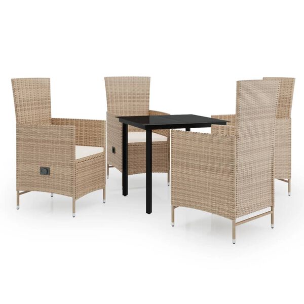 vidaXL Garden Dining Set Beige and black