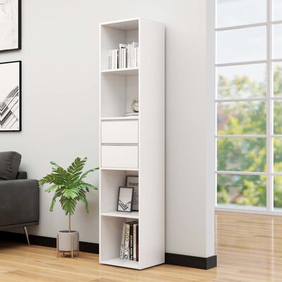 vidaXL Book Cabinet White 14.2"x11.8"x67.3" Chipboard
