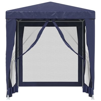 vidaXL Party Tent with 4 Mesh Sidewalls Blue 6.6'x6.6' HDPE