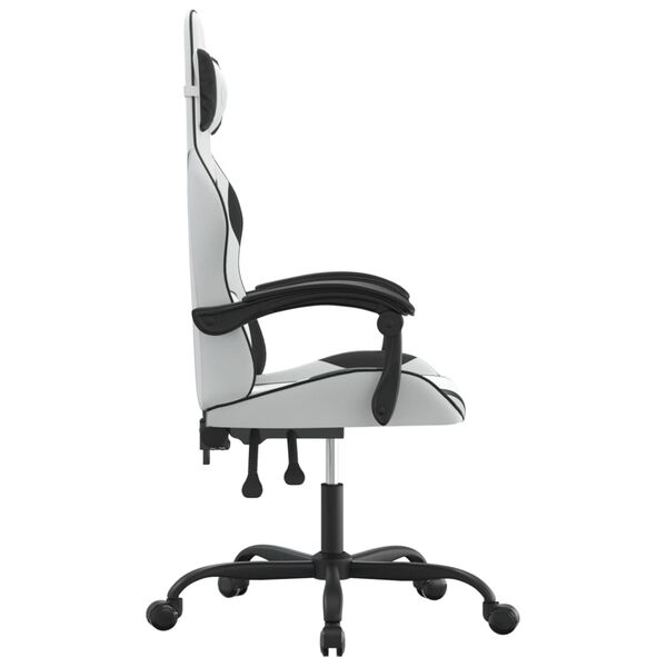 vidaXL Gaming Chair White and Black Faux Leather