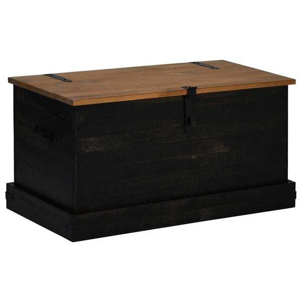 vidaXL Storage Chest Black Solid pine wood, metal Large Storage Chest