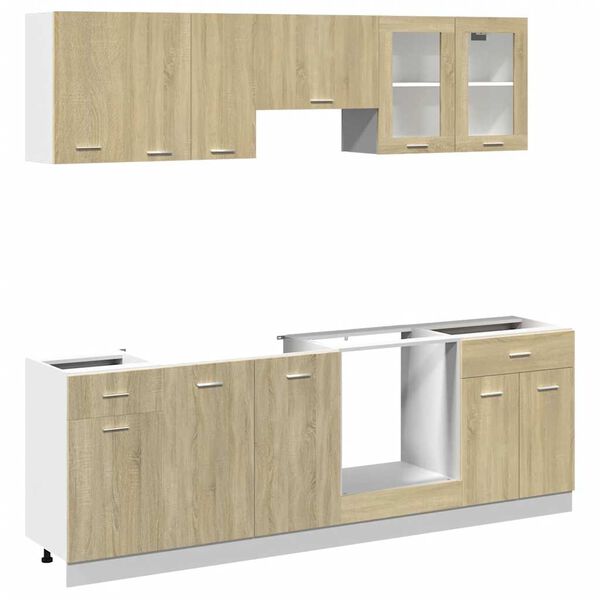 vidaXL Kitchen Cabinet Set Set of 8 Sonoma Oak Engineered Wood Large