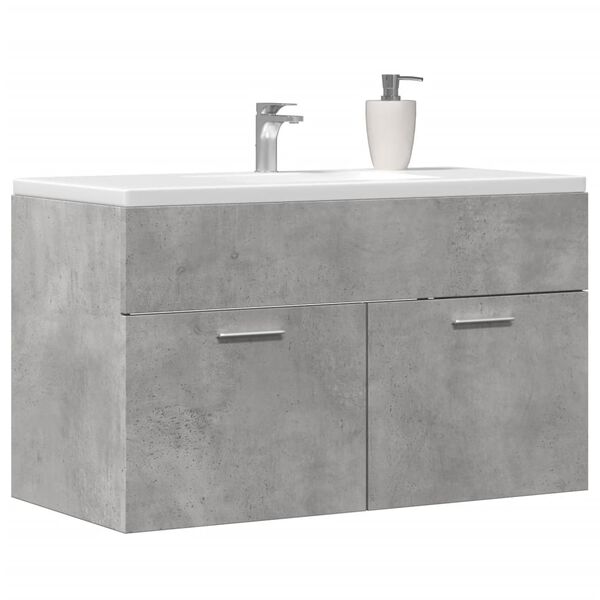 vidaXL Sink Cabinet Concrete grey Engineered wood 31.5 x 15.2 x 18.1 in