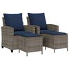 vidaXL Garden Sofa Set Grey, Navy blue PE rattan and powder-coated steel
