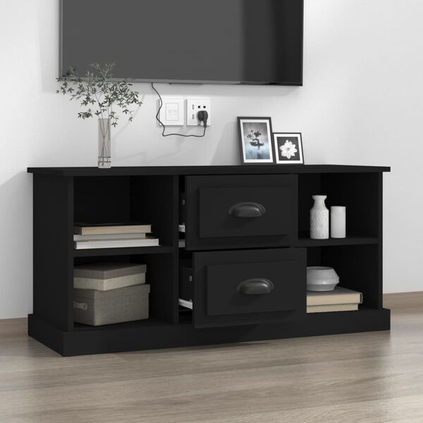 vidaXL TV Cabinet Black Engineered Wood Medium TV Cabinet Rectangular