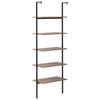 vidaXL Leaning Shelf Dark Brown and Black Engineered Wood, Steel Medium