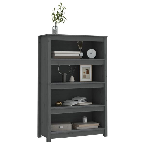 vidaXL Book Cabinet Grey Solid Pine Wood Medium Book Cabinet