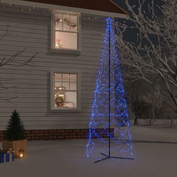 vidaXL Christmas Cone Tree Blue Powder-coated steel Large