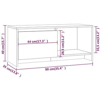 vidaXL TV Cabinet White 35.4"x13.8"x15.7" Engineered Wood