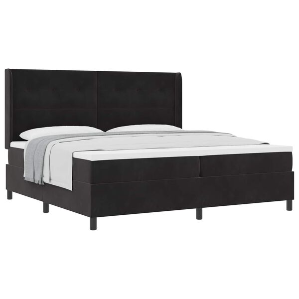 vidaXL Box Spring Bed with Headboard Black 78.74 x 78.74 in Velvet