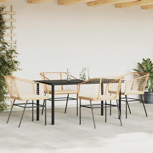 vidaXL Garden Dining Set Brown PE Rattan Medium UV-resistant materials