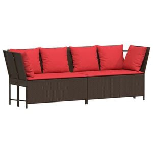 vidaXL Patio Sofa Brown and Red
