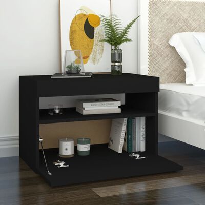 vidaXL TV Stand with LED Lights Black 23.6"x13.8"x15.7"