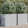 vidaXL Planter Set of 2 Silver Galvanized Steel Decorative Inlays