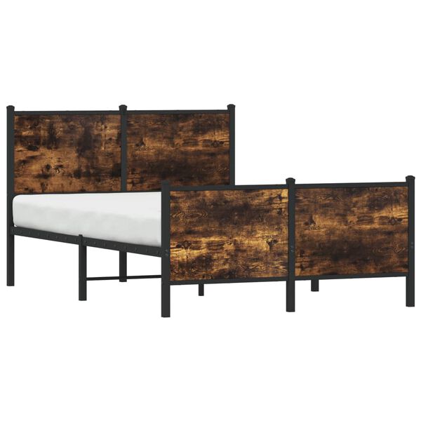 vidaXL Bed Frame Smoked Oak Steel, Engineered Wood 47.2 x 78.7 in