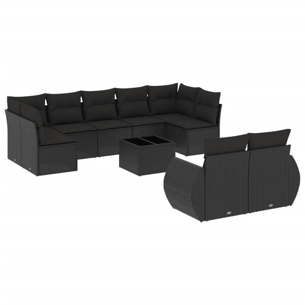 vidaXL Garden Sofa Set Black Poly Rattan Large Modular Garden Sofa Set