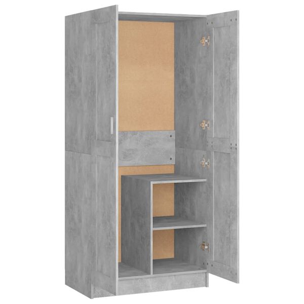 vidaXL Wardrobe Concrete Grey Engineered Wood Compact Wardrobe