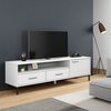 vidaXL TV Cabinet White Solid pine wood, metal