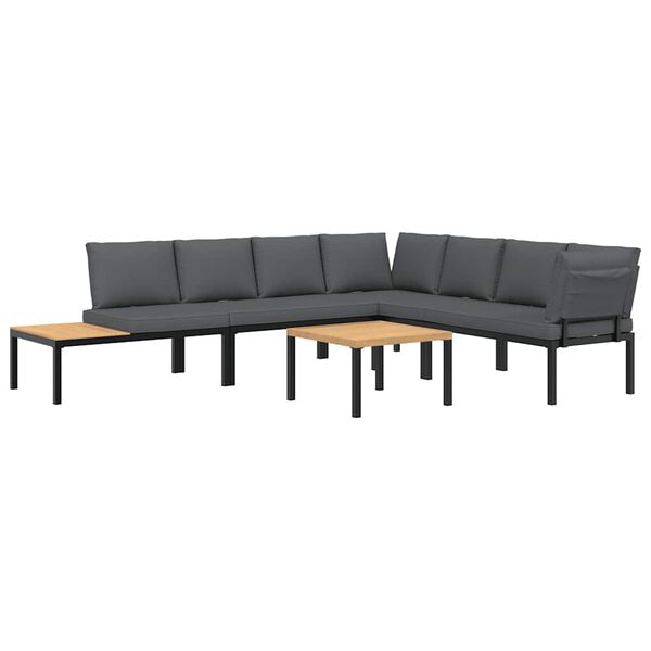 vidaXL Garden Sofa Set Black Powder-coated aluminum Standard Modular