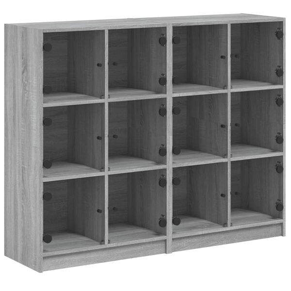 vidaXL Bookcase Grey Sonoma Engineered wood, Glass Large Bookcase