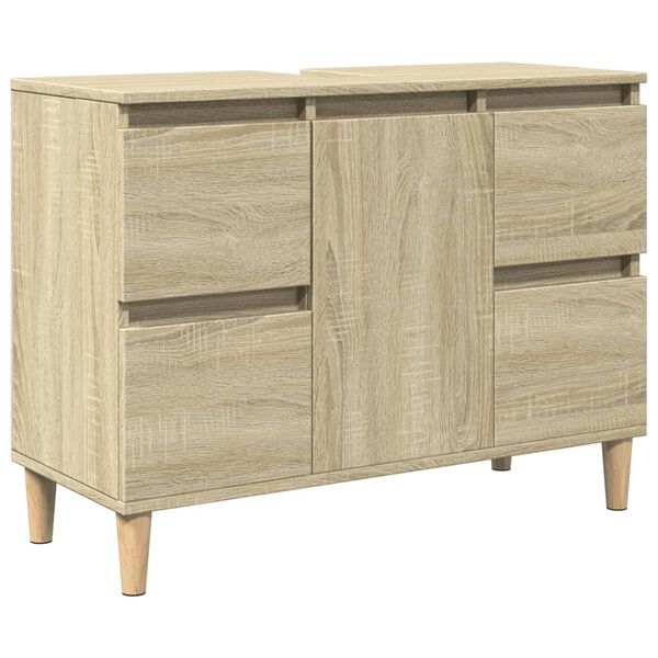 vidaXL Sink Cabinet Sonoma Oak Engineered wood, Solid eucalyptus wood