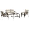 vidaXL Patio Sofa Set Brown, Cream White