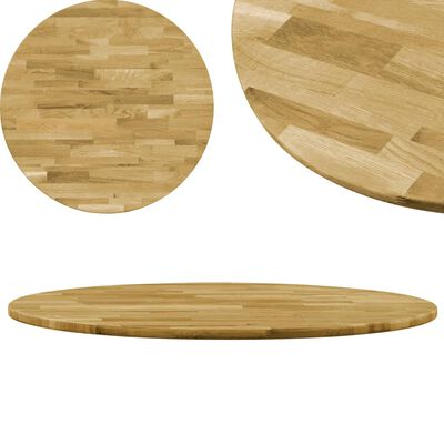 vidaXL Table Top Solid Oak Wood Round 0.9" 27.6"