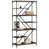 vidaXL Bookshelf Smoked Oak Engineered Wood, Steel 35.8x14.2x69.3 in