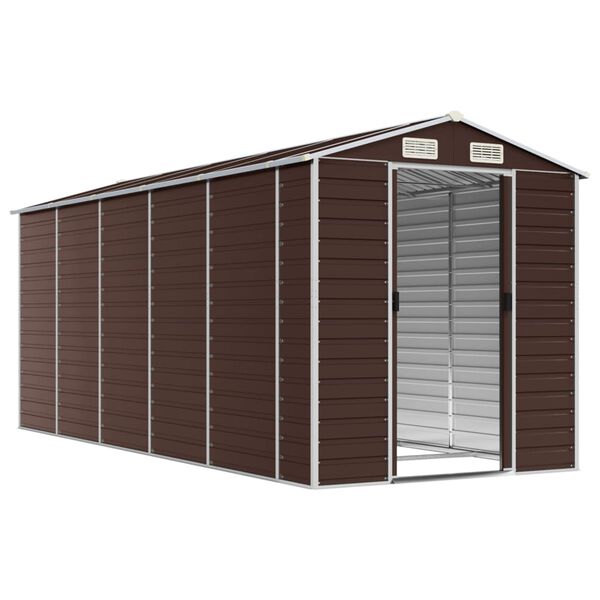 vidaXL Garden Shed Brown Galvanized Steel Large Garden Shed