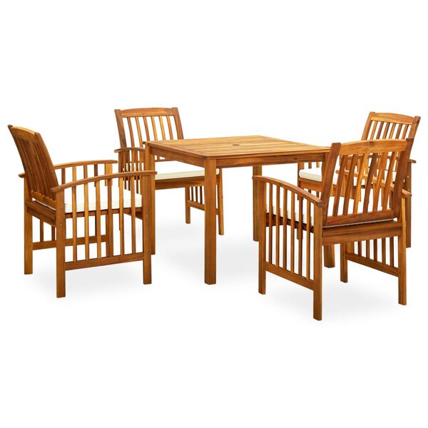 vidaXL Garden Dining Set Cream white Solid Acacia wood Standard Durable