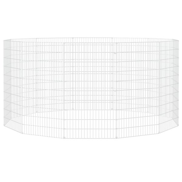 vidaXL Animal Enclosure Silver Galvanized Iron 12-Panel Durable