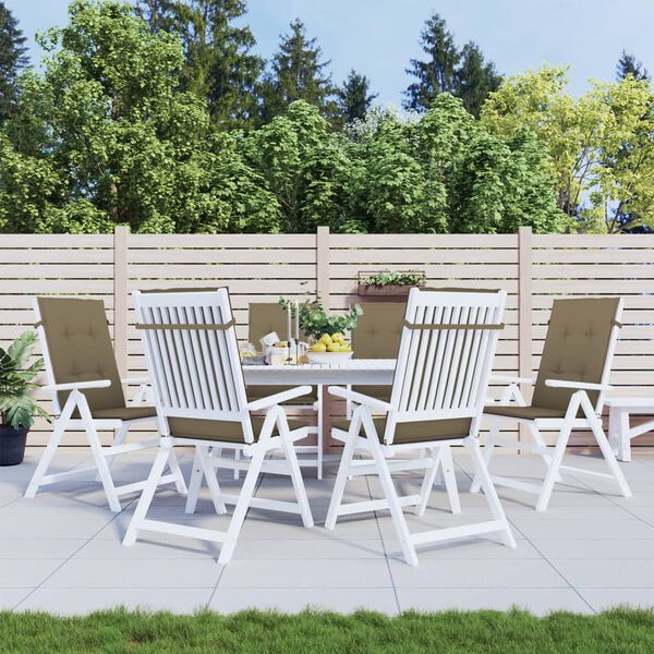 vidaXL Highback Chair Cushion Set of 6 Melange taupe 100% polyester