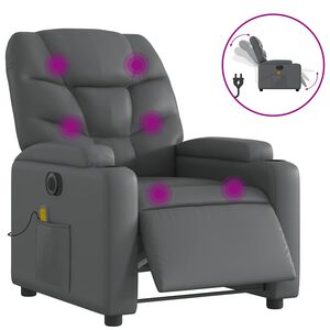 vidaXL Electric Massage Recliner Chair Gray Faux leather, Metal, Plywood