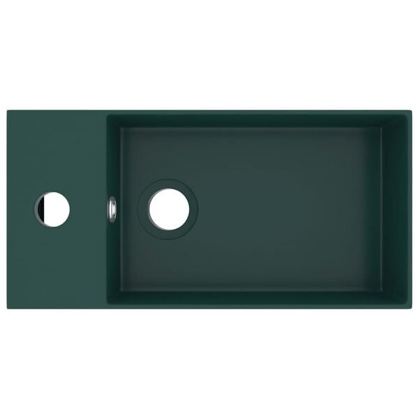 vidaXL Bathroom Sink with Overflow Ceramic Dark Green