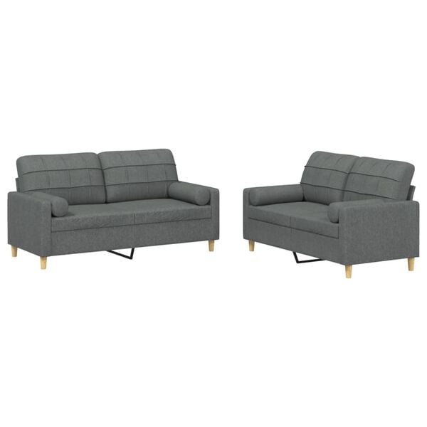 vidaXL Sofa Set Dark grey Fabric (100% polyester), metal, textilene, plywood