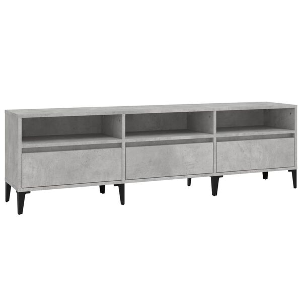 vidaXL TV Cabinet Concrete Grey Engineered Wood, Metal