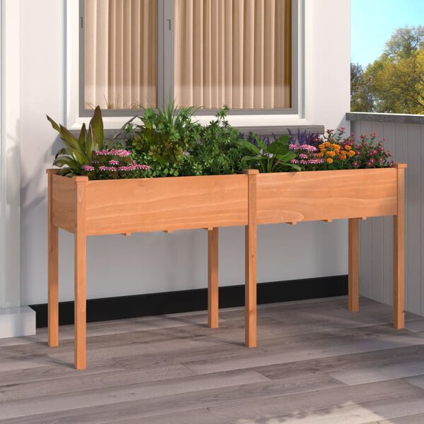 vidaXL Planter Brown Solid fir wood, Non-woven fabric Large