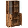 vidaXL Highboard Old wood Engineered wood, glass 26.8 x 14.6 x 55.9 in