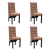 vidaXL Dining Chair Set of 4 Brown Wood, Polyester Standard Ergonomic