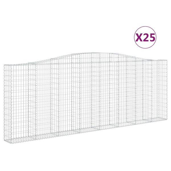 vidaXL Arched Gabion Baskets 25 pcs 157.5x11.8x140/160" Galvanised Iron