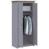 vidaXL Wardrobe Gray Solid pine wood Compact Wardrobe Rectangular