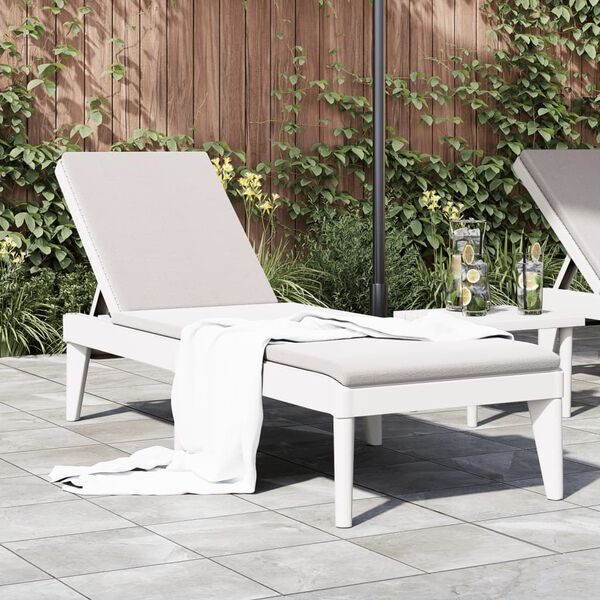 vidaXL Sun Lounger White Polypropylene Medium Multi-Position Backrest