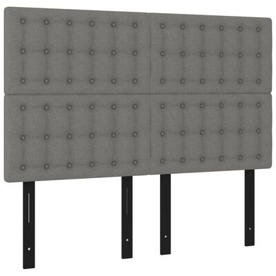 vidaXL LED Headboard Dark Gray 56.7"x2"x46.5"/50.4" Fabric