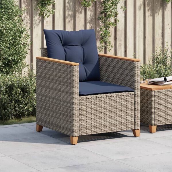 vidaXL Garden Chair Gray PE rattan Medium Adjustable Feet Garden Chair