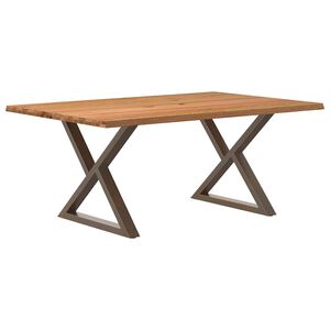 vidaXL Dining Table Light brown Solid oak wood, powder-coated steel Large